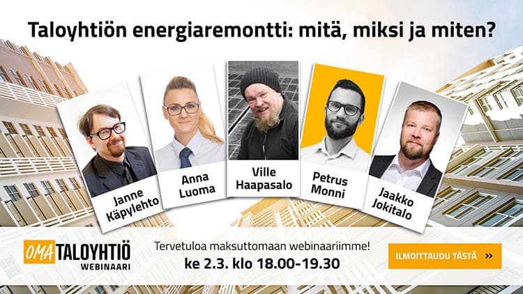Taloyhtiön energiaremontti: mitä, miksi ja miten? Osallistu webinaariin
