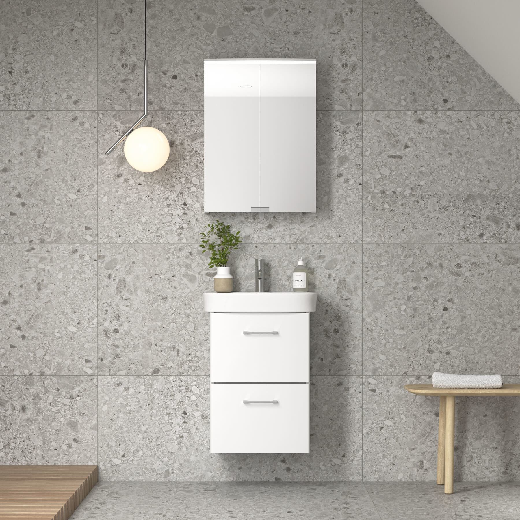 IDO Glow-allaskaappipaketti, nelikulmainen, valkoinen, kaksi laatikkoa nleiö